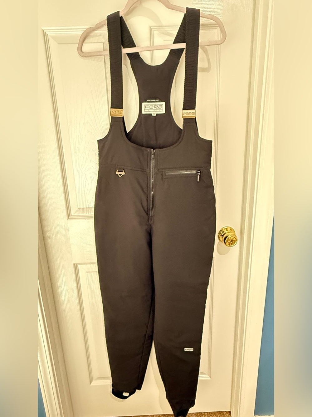 Men's/Unisex Black Insulated Bib Snow Pants with Suspenders